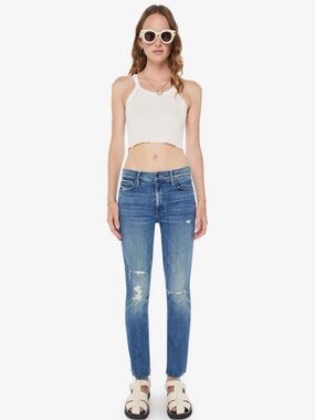 MOTHER Jeans The Mid Rise Dazzler Ankle Fray Weekend Warrior Women's Size 26‎